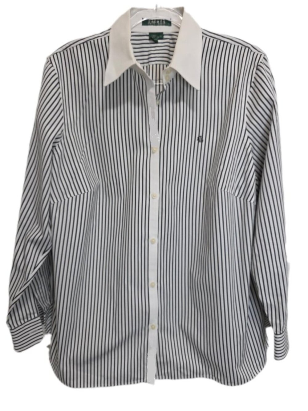 1438 Designer Ralph Lauren Plus Striped Long Sleeve Shirt Sz. 1X Womens